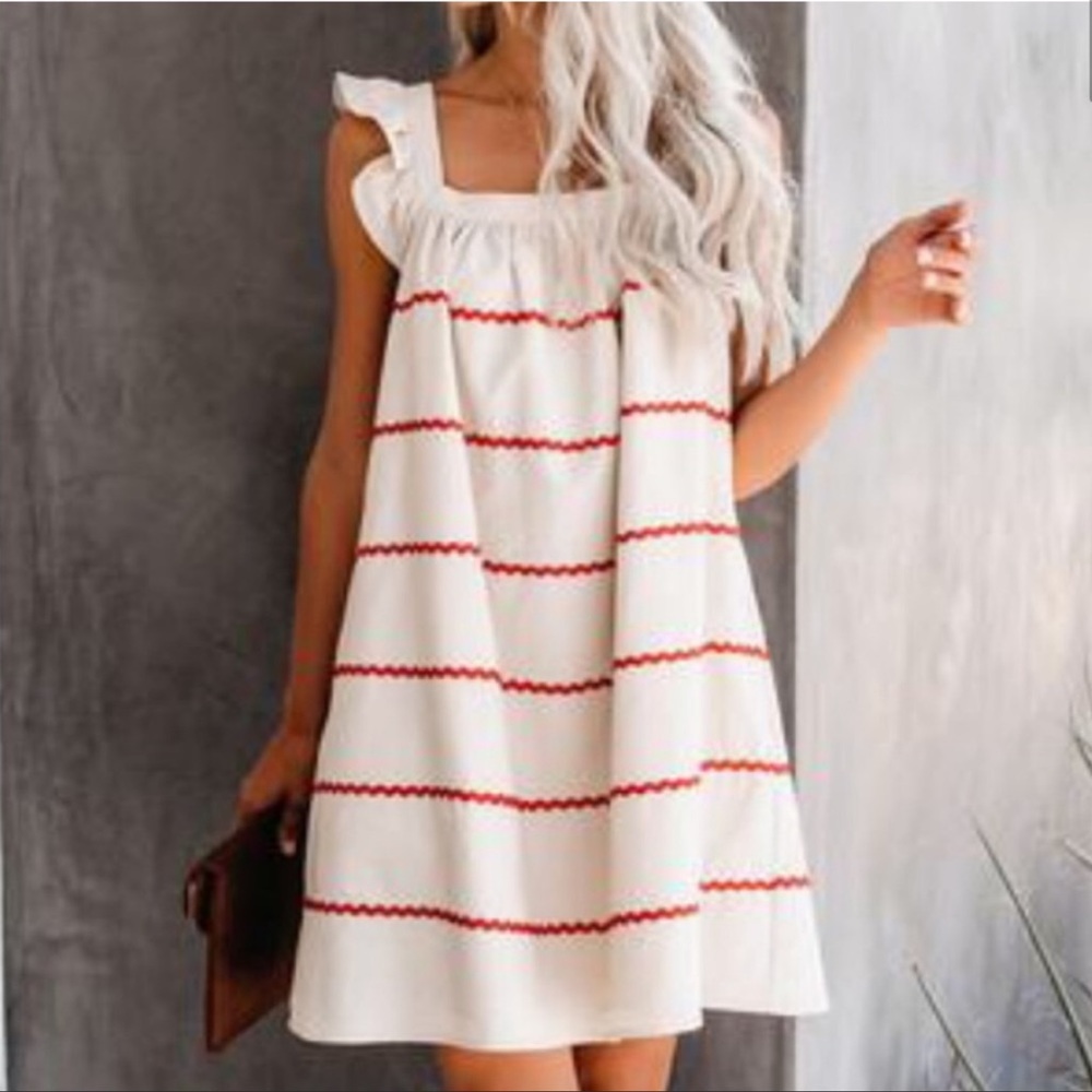 English Factory Tier ruffle sleeve dress